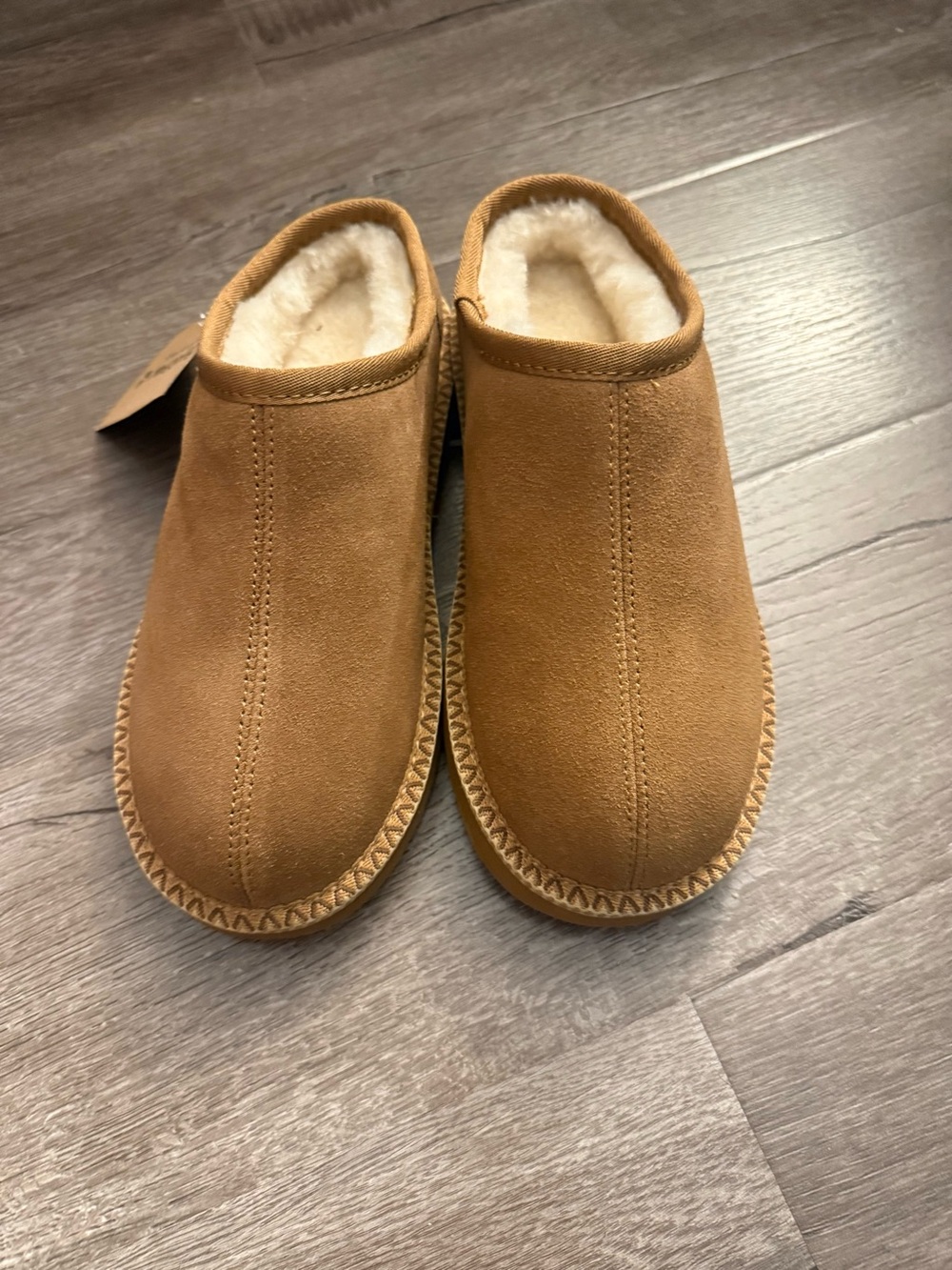 BearPaw women's Tan Faux-Suede Slip-On Loafers